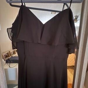 Morilee Madeline Gardner Black Maxi Dress Sz 10P Petite V-Neck Formal Wedding